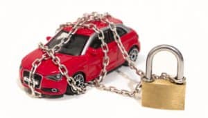 car secured by chains