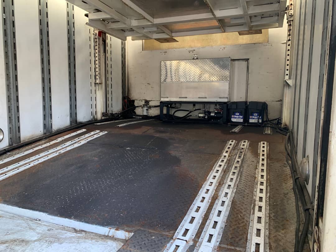 inside of a 1996 kentucky enclosed car hauler for sale
