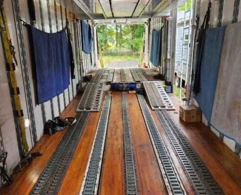 interior of kentucky trailer enclosed 6 car carrier with hard wood floors for sale