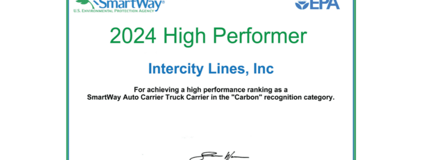 Intercity Lines 2024 EPA SmartWay High Performer in Auto Transport